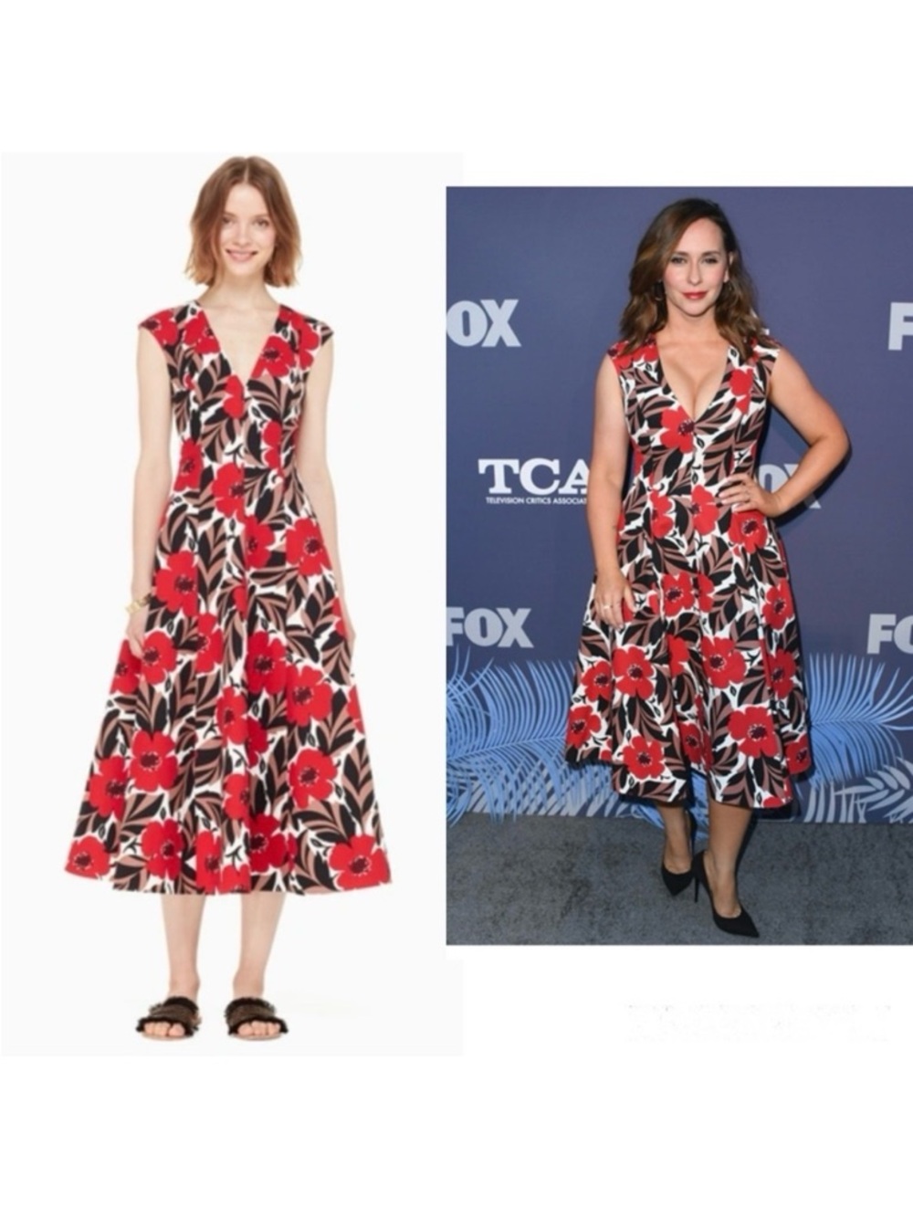Kate Spade Dress Desert Muse Poppy Field Structured Midi ASO Celeb Event Wedding